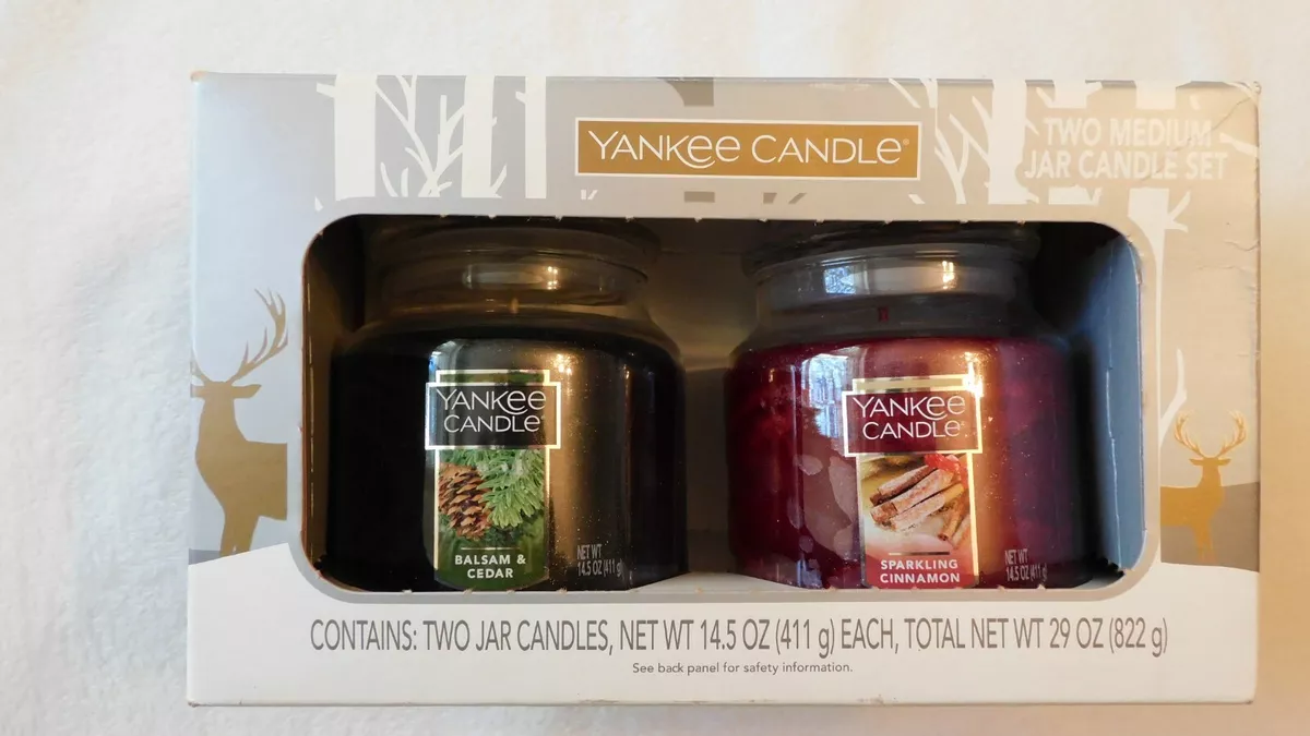 Yankee Candle Two Medium Jar Candle Set Gift Box,Balsam & Cedar