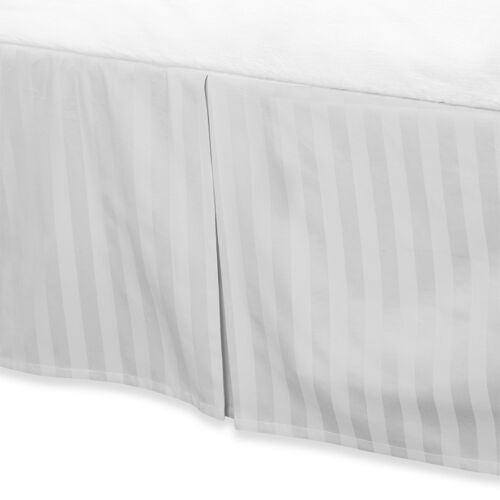White Luxury Bed Skirt: 100% Egyptian Cotton, 500 Thread Count, 15" Drop - Picture 1 of 1