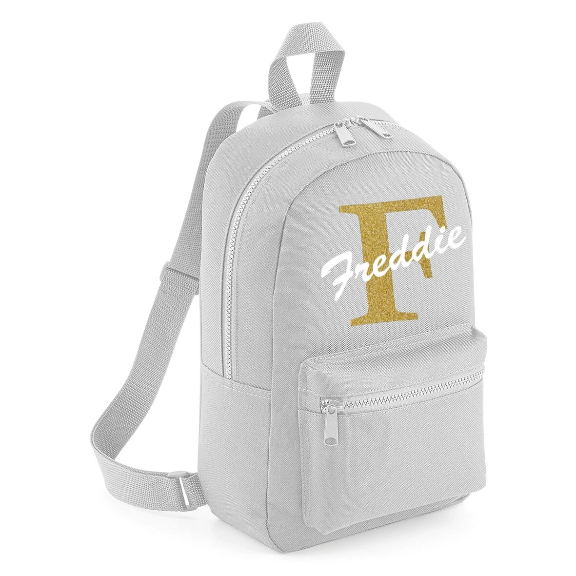 Glitter backpack with initial outlet