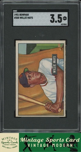 1951 Bowman - Willie Mays - #305 NY Giants - Great Color Recently Graded SGC 3.5