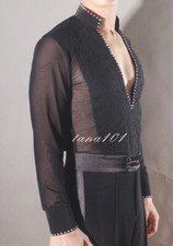 MEN 'S LATIN SALSA SHIRT  BALLROOM  SIZE S, M, L B47d 