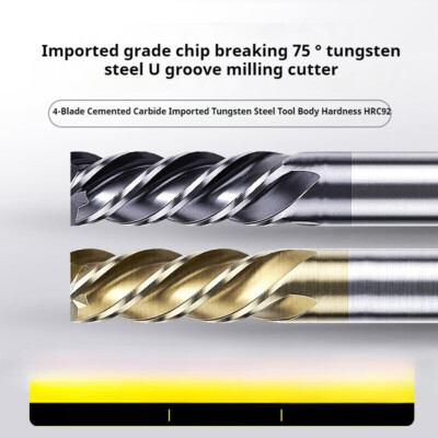 1pc 75 Degree Tungsten Steel Milling Cutter, Titanium Alloy 4-edge End Mill
