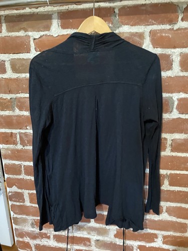 C&C California Black Cardigan Sweater T Shirt Material Size S Drape Wrap Burnout - Picture 5 of 6