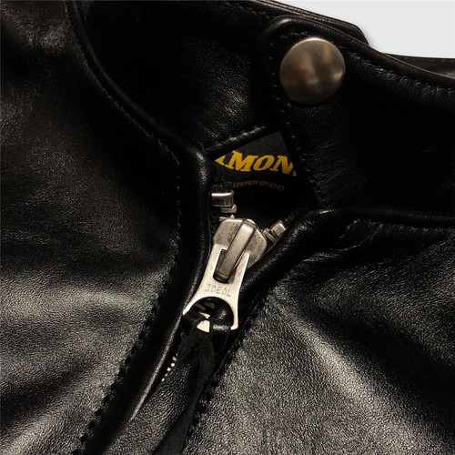 Retro American Horsehide Leder schmale Passform Gefängnis Streifen Motorrad Biker Jacke - Bild 19 von 26