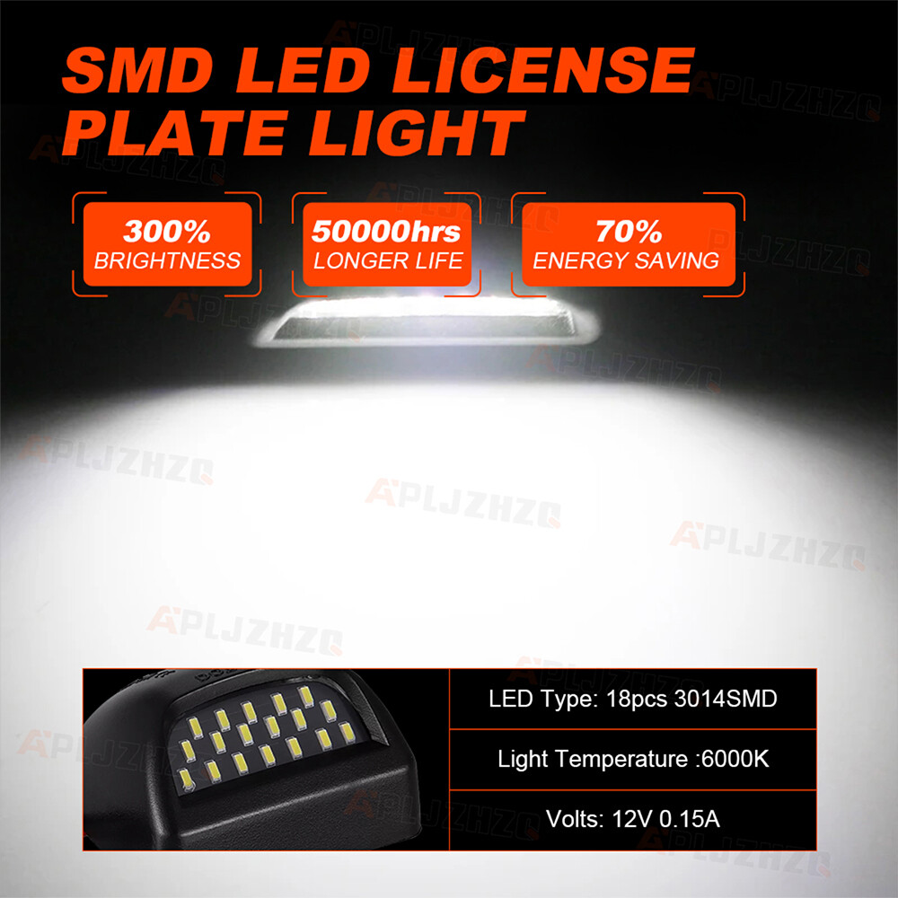 Silverado Accessories LED License Plate Light - Bright White Tag Lamp For 88-00 Chevy C/K 1500 2500 3500 Gmc Led Logo