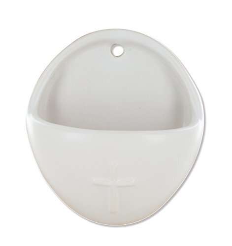 Acquasantiera in Ceramica con Croce Artigianale - Arredo Sacro Made in Italy