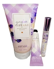 Bath & Body Works GINGHAM VIBRANT Body Scrub, Hand Cream, Perfume 3 Pc Set BBW