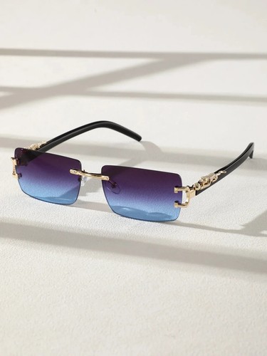 Lunette de Soleil Luxe Mixte Tendance Monture Sans Cadre Verres Fumés PC Neuve - Picture 2 of 30