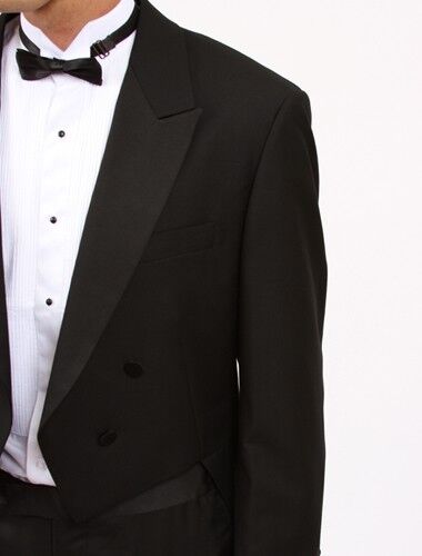 Men's Slim Fit Tail Tuxedo Tailcoat Jacket Formal Tux Tails Suit in Black-White - Picture 7 of 9
