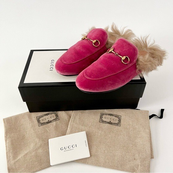 Gucci velvet mule with fur Clearance