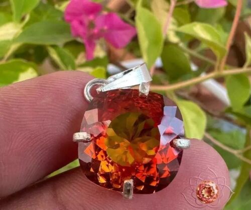 Natural Certified Orange Sapphire 23.55 Ct Loose Gemstone in 925 Silver Pendant