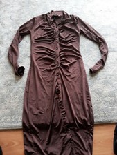 Pretty Little Thing Ladies Dress. Brown. Button through. Super stretch. Size 12
