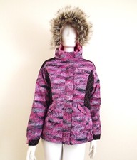Free Country Girls Pink Swizzle Snow Flurry Boarder Jacket Hooded Zip Size L