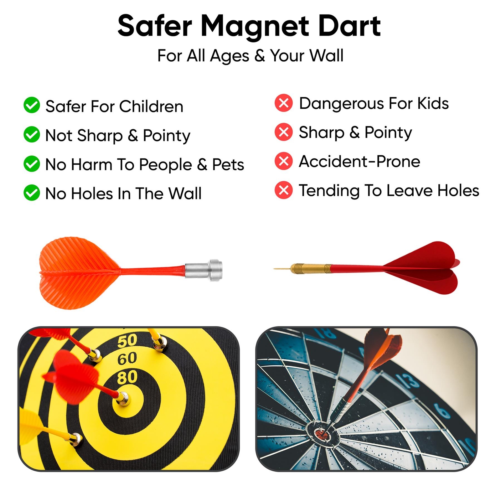 Reversible Dartboard 6 x Darts Indoor outdoor Fun Game For