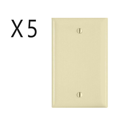 5 Pack Lot - Single Gang 1-Gang Blank Wall Face Plate Outlet Switch Cover Ivory