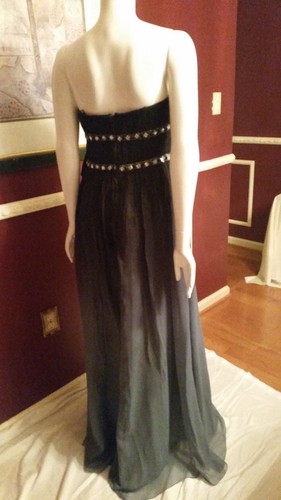 **NEW* ADRIANNE PEPELL BLACK GRAY EMBELLISHED EVENT GOWN MAXI DRESS Sz14 Rt $298 - Picture 10 of 12