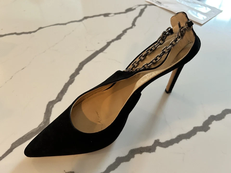 Zapatos de tacón alto de gamuza negros IRO con cadenas EU 39 US 8,5 usados 1X Foto 3 de 4