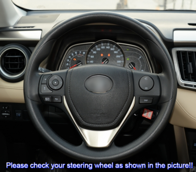 MEWANT Hand-Stitched Steering Wheel Cover For Toyota Sienna 2011-2014 - Custom Fit Leather Wrap