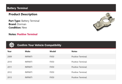 For 2009-2013 INFINITI FX50 Dorman Battery Terminal 2010 2011 2012