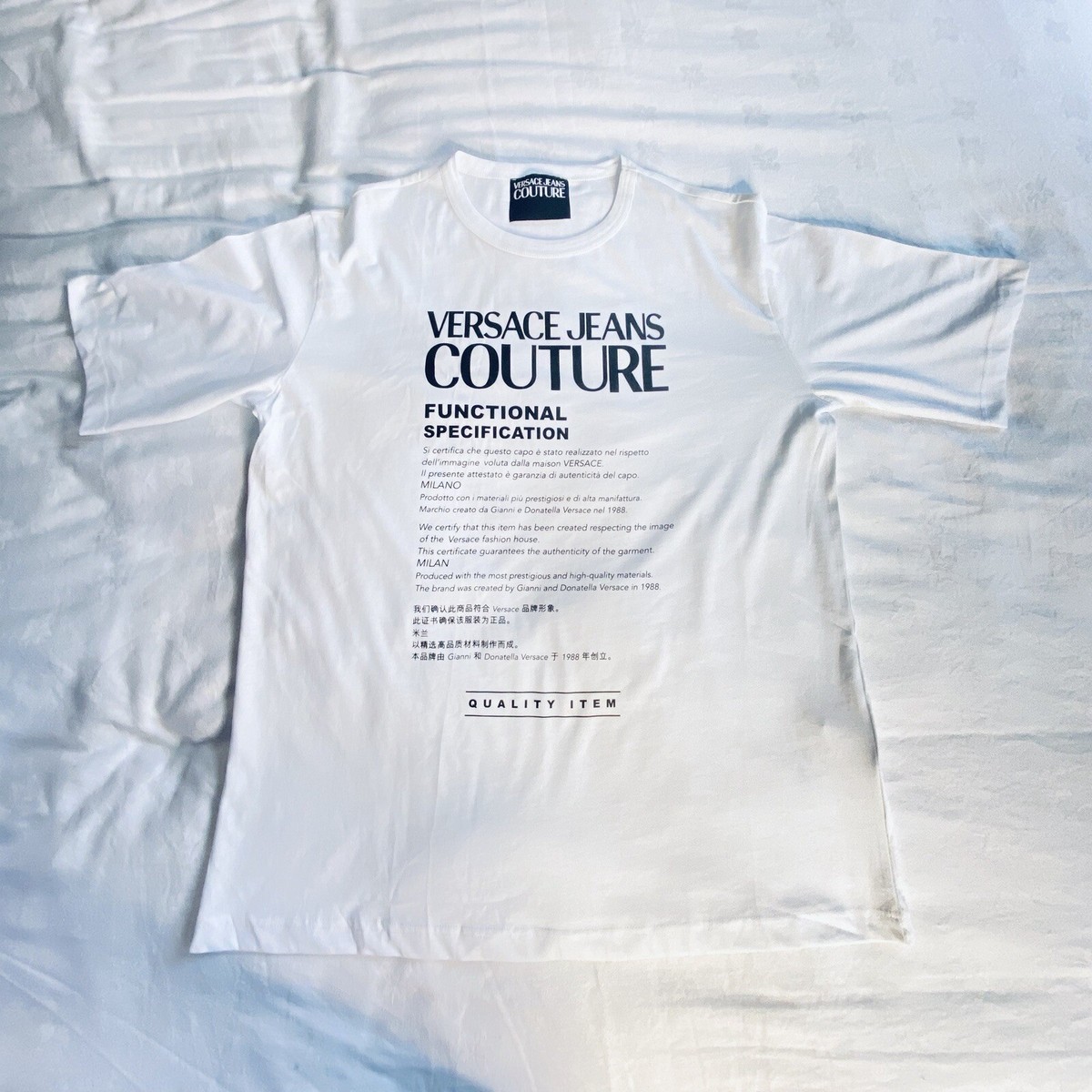 Versace Jeans Couture Mens White Graphic Logo T Shirt Size L | eBay
