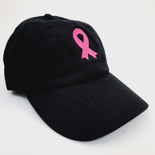 Breast Cancer Awareness Women's Hat Cap Relaxed Cotton Black Embroidered - Picture 3 of 4