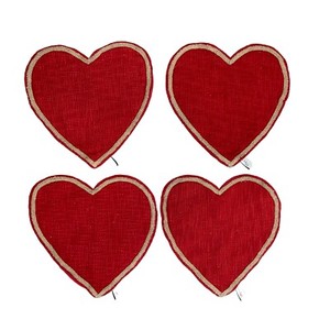 NICOLE MILLER Home Heart Shaped Placemats Red Woven 12” x 13” Set Of 4