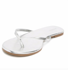 New Women's Faux Leather Thong Sandals Silver Beautiful Summer Shoes
