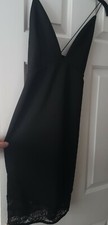 BNWT Boohoo Black Strap Bodycon Dress Lace panel at hem Size 12uk evening dress 