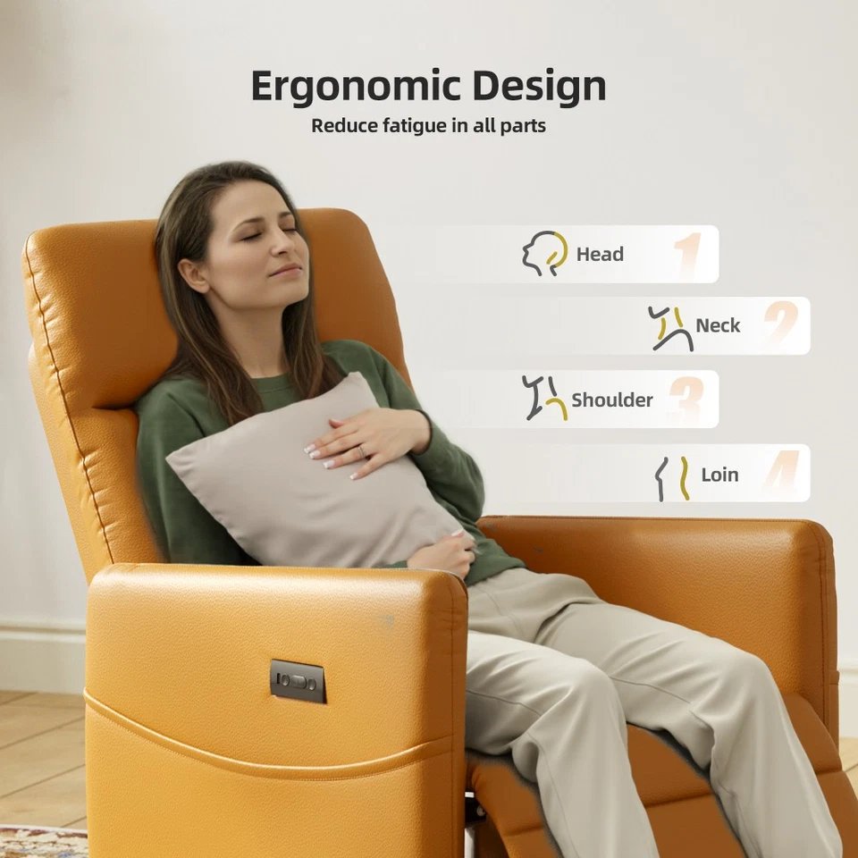 Brown Leather Electric Recliner Chair for Space Saving Design for Living Room - Image 4 of 4