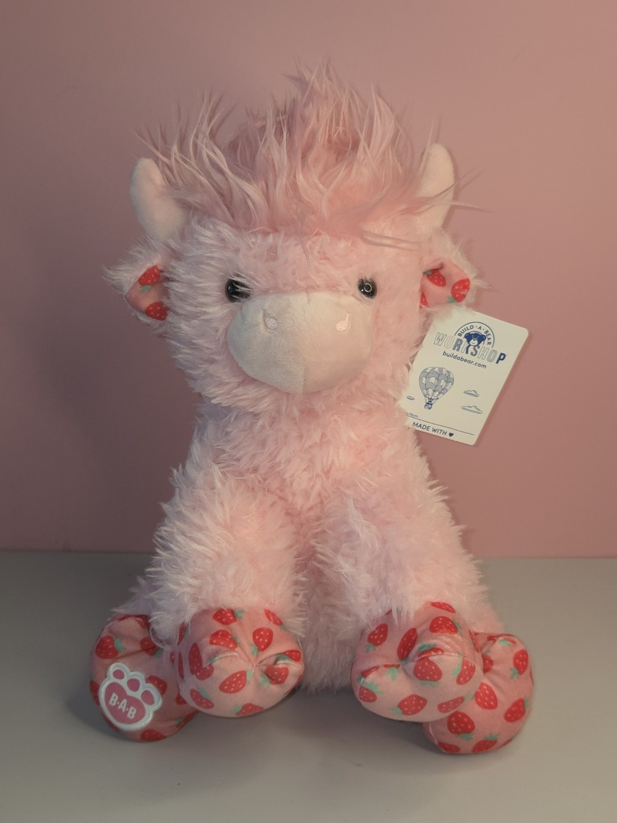 Build a Bear Strawberry Highland Cow 2024 Pink Toy Scented Plush | eBay