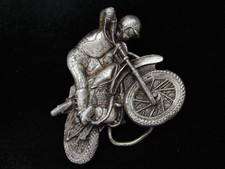 PF09132 VINTAGE 1977 CUT-OUT  DIRT BIKE RACER  MOTOCROSS MOTORCYCLE BUCKLE