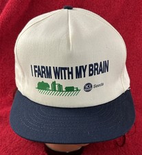 ICI Seeds I Farm with My Brain Snapback Hat Cap Swingster USA Made Vintage