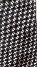 Geoffrey Beene Mens Tie Navy Blue Gold Geometric Checkered 100% Silk Made In USA