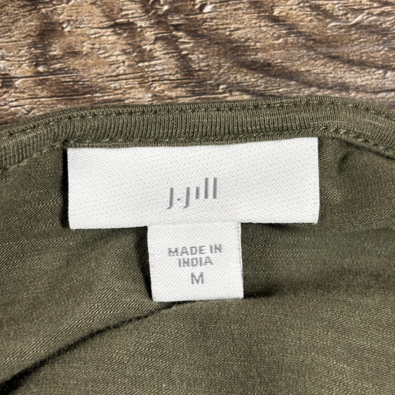 J Jill Shirt Women's Medium Moss Green V Neck Bell Sleeve Boho Cotton Top