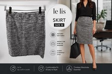 Le Lis Y2K Black & White Tweed Skirt Size M Made In USA Work Office Wear Stretch