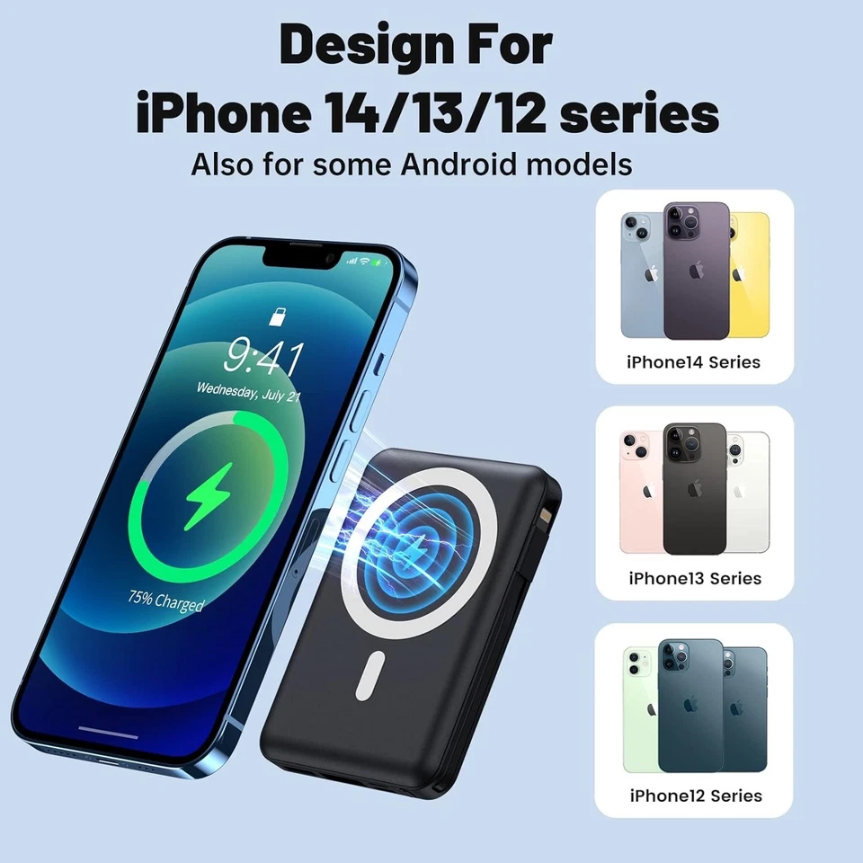 MagSafe Power Bank PD 22,5 W Magnetic Wireless Charger 10000mAh iPhone Samsung - Bild 4 von 4