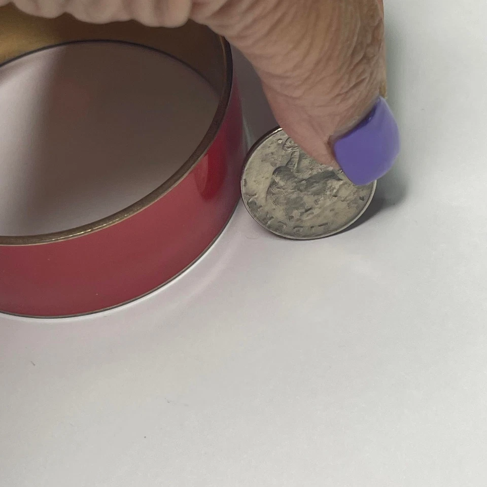 J. Crew JCREW Brazalete Pulsera Tono Dorado Rojo Esmalte Grueso Firmado Bisutería Foto 2 de 4