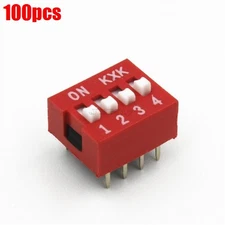 100Pcs Red Pitch Z Slide Type Switch Module 2.54MM 4-Bit 4 Position Way Dip I cv