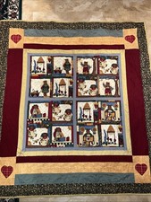 Handmade Quilted Bear Theme Throw 49x53 Child  s Blanket Country Farmhouse Decor