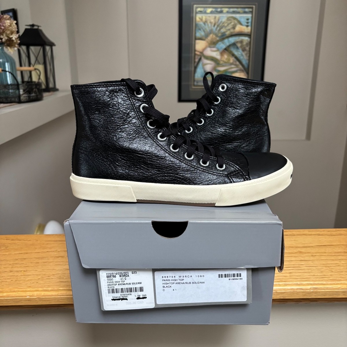 靴 Balenciaga Paris High Top Leather Black Balenciaga Black Leather Paris High Top Sneakers - 8 US - $875