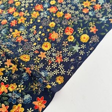 Twilight Posy B 13.5x66 LONG Vintage Chirimen Japanese Kimono Silk Fabric CK57