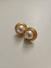 Vintage Napier Signed Classic Pearl Gold Stud...