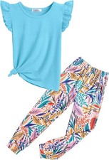 Arshiner Girls 2 Piece Outfits Ruffle Trim Tank Top And Pants Set