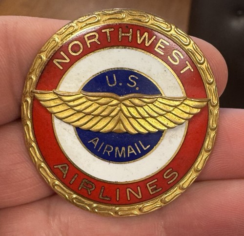 Vintage Northwest Airlines US Mail Hat Badge 1.75"