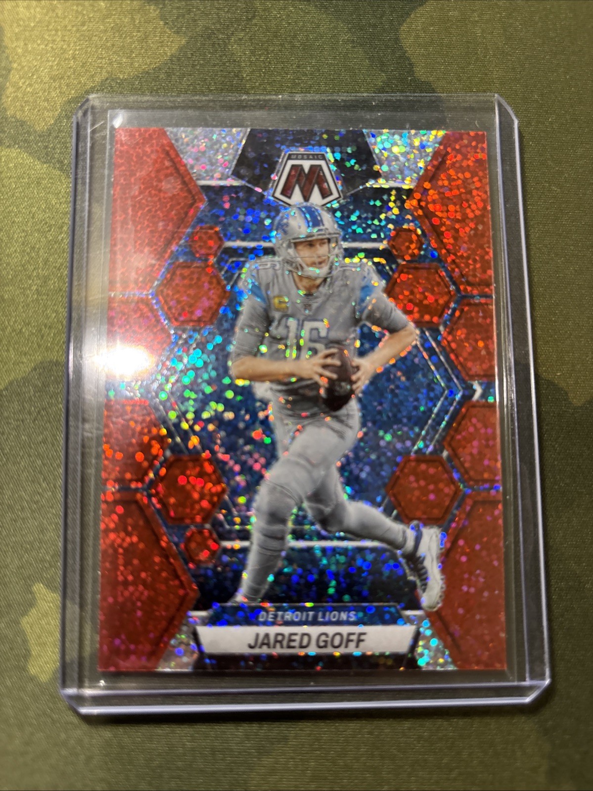 2023 Mosaic Jared Goff Red Sparkle SP Detroit Lions