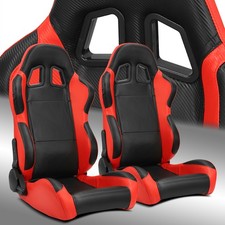 1 Pair Universal Main Black Carbon Fiber Pvc Reclinable Racing Seats Wslider