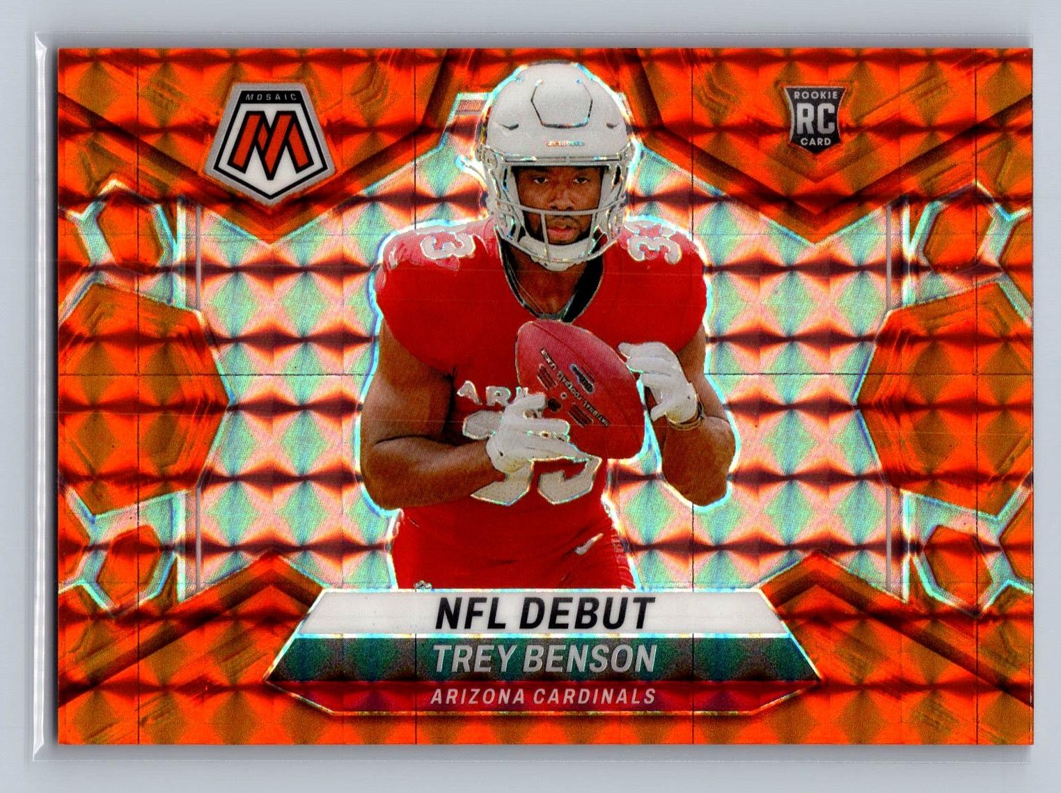 2024 Panini Mosaic Trey Benson #277 Mosaic Orange #/199 Arizona Cardinals