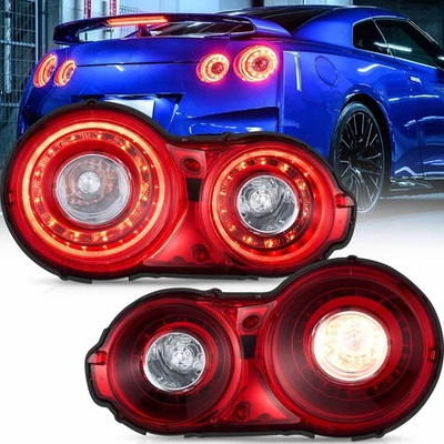 VLAND Rote LED DRL-Rückleuchten für Nissan GTR R35 2008-2025 Gelb Blinker Paar - Bild 1 von 4