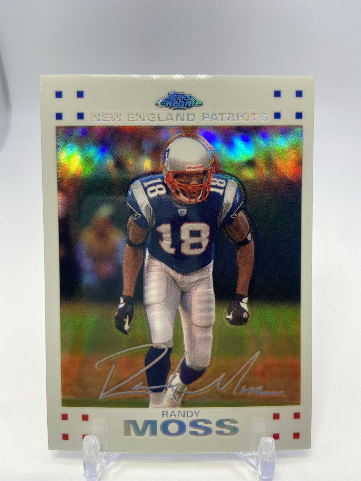 2007 Topps Chrome RANDY MOSS /869 WHITE REFRACTOR #TC28 HOLO🔥RARE🔥 (A)