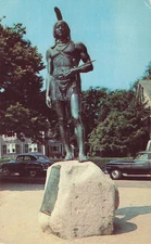 Postcard Plymouth, Mass: Statue of Massasoit, Protector of Pilgrims | Vintage